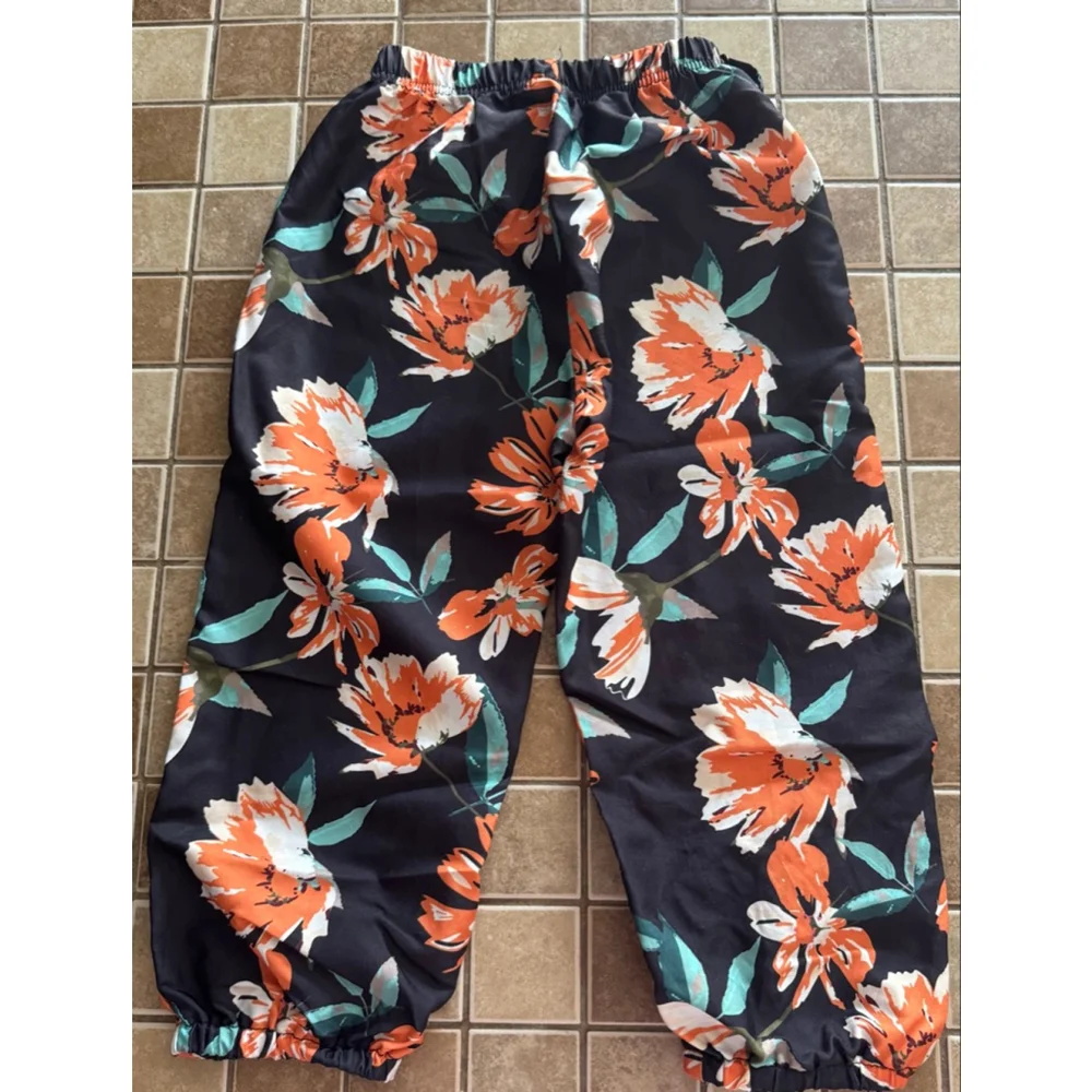 Baby Black & Orange Floral Casual Bottoms 18-24 Months